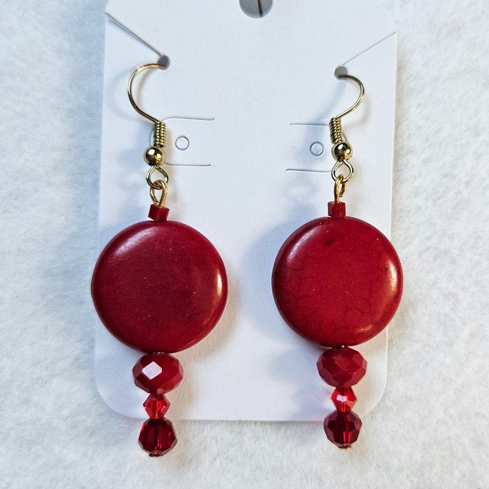J17 Handmade Red Christmas Holidays Dangle Earrings